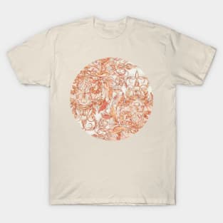 Autumn Peach Art Nouveau Pattern T-Shirt